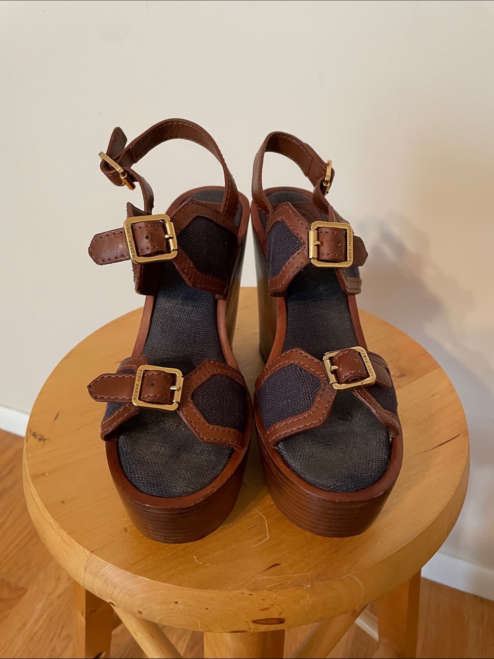 Tory Burch Women's Brown Leather Platform Sandals